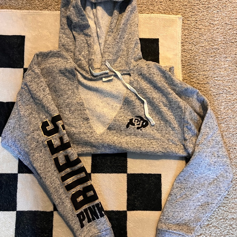 PINK Victoria's Secret Gray and Black Pullover Hoodie